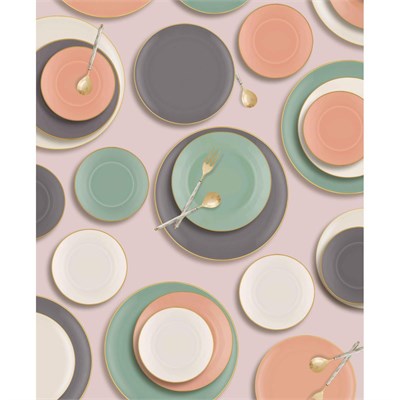 The Mia Basic Pasta Tabağı 6 Lı Set Somon Pembe - 19cm