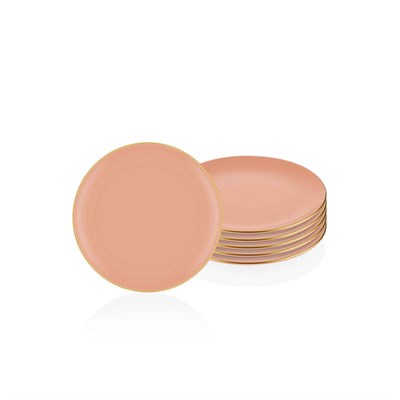 The Mia Basic Servis Tabağı 6 Lı Set Somon Pembe - 26cm