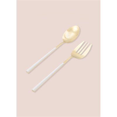 The Mia Bianco Salata Servis Takımı Gold 2 Parça Ckb0247