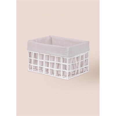 The Mia Braid Hasır Organizer Sepet Beyaz 26x18x16 Cm