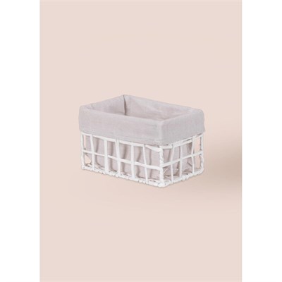 The Mia Braid Hasır Organizer Sepet Beyaz 22x14x13 Cm