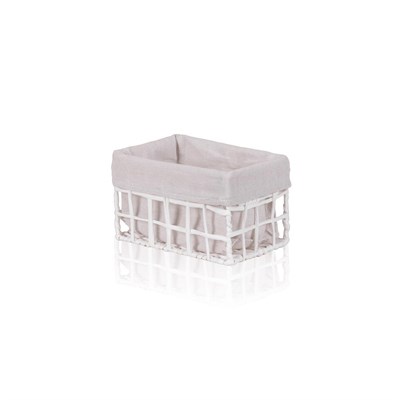 The Mia Braid Hasır Organizer Sepet Beyaz 22x14x13 Cm