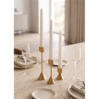 The Mia Brass Pirinç Silindir Şamdan 3 Parça Set