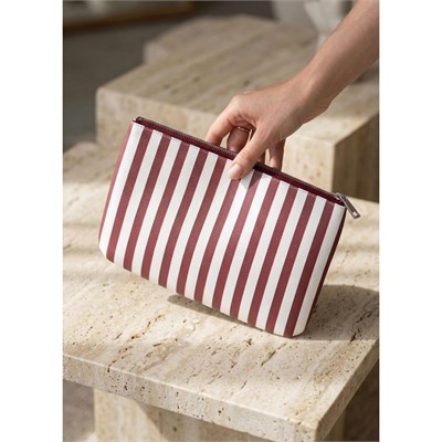 The Mia Clutch Stripe Bordo Beyaz 27 X 19 Cm