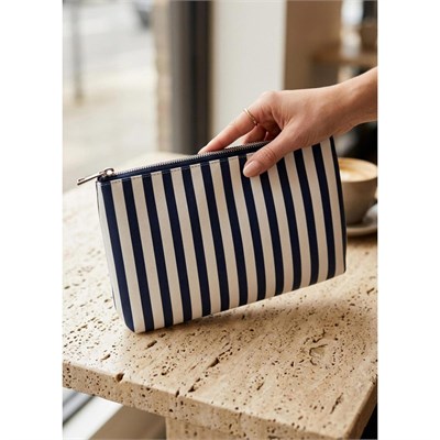 The Mia Clutch Stripe Mavi Beyaz 27 X 19 Cm