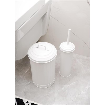 The Mia Çöp Kovası Tuvalet Fırçası Seti Beyaz Mgl0060