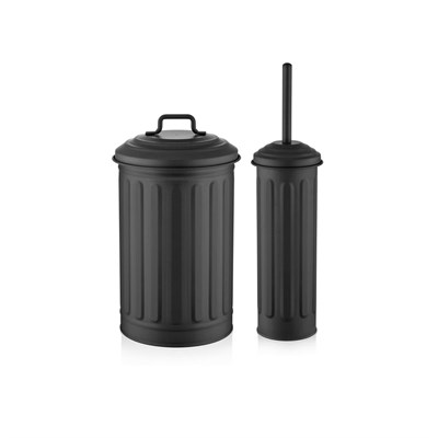 The Mia Çöp Kovası Tuvalet Fırçası Seti Siyah Glv0644