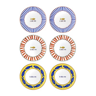The Mia Fish Pasta Tabağı 6lı Set 19 Cm