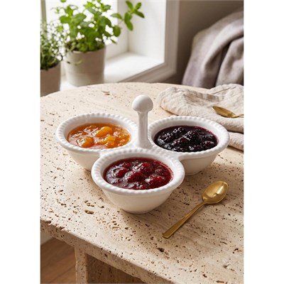 The Mia Grande Servis Tabağı Bölmeli Beyaz 24 Cm