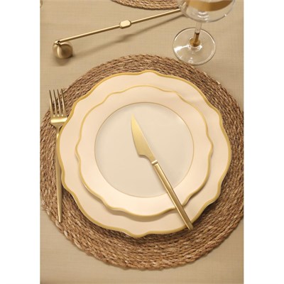 The Mia Jaswely Pasta Tabağı 6 Parça Krem 21 Cm