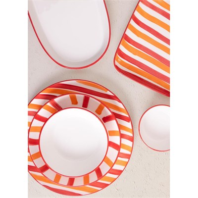 The Mia Joy Oval Servis 2li Set Kırmızı 17x30x4 Cm