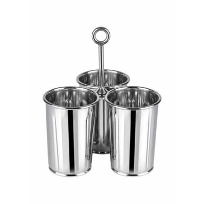 The Mia Krom 3 Bölmeli Kulplu Galvaniz Sunumluk 25 Cm