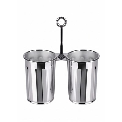 The Mia Krom Çift Bölmeli Kulplu Galvaniz Sunumluk 25 Cm
