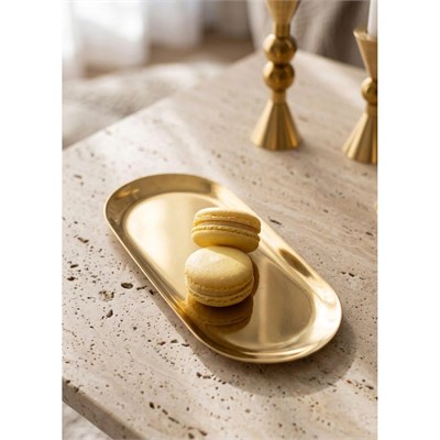 The Mia Linea Oval Çelik Servis Tabağı Gold 26 X 11 Cm