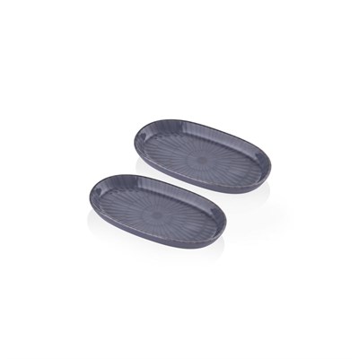 The Mia Noon Oval Servis 2li Gri 17 Cm