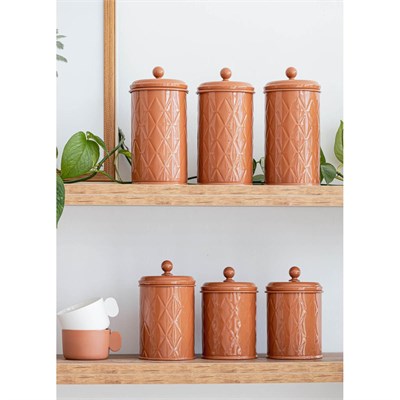 The Mia Prizma Çay Şeker Kahve Kavanozu Terracota 1 Lt