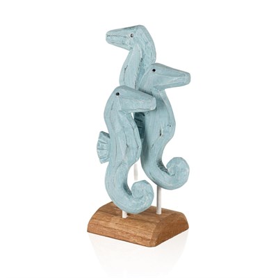 The Mia Retro Ahşap Standlı 3lü Denizatı Biblosu 30 Cm