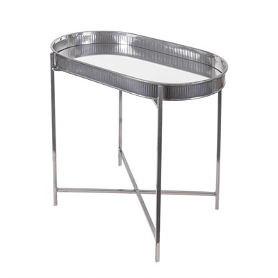 The Mia Sehpa Krom Taşınabilir Aynalı Tepsi 56x32x56 Cm