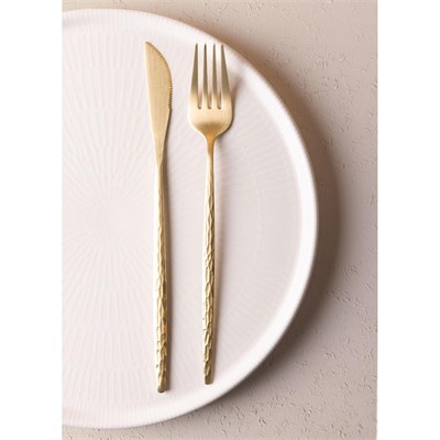 The Mia Shiny Çatal Kaşık Bıçak Takımı Mat Gold 24 Parça