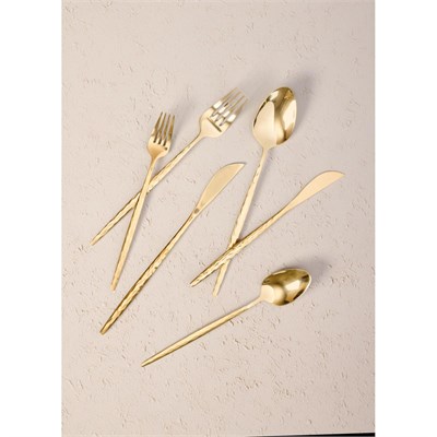 The Mia Shiny Çatal Kaşık Bıçak Takımı Gold 24 Parça