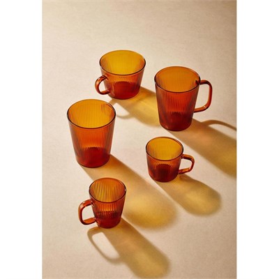 The Mia Striped Borosilikat Cam Kupa Amber 400 Ml