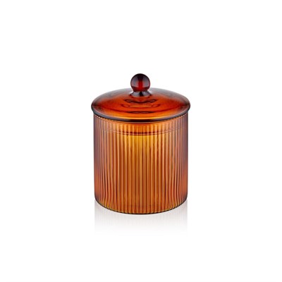 The Mia Striped Borosilikat Cam Şekerlik Amber 9x9x11 Cm