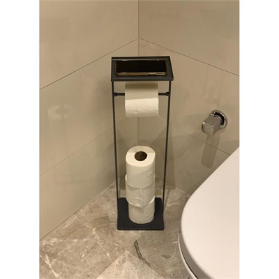 The Mia Tepsili Tuvalet Kağıdı Stand Siyah 54x15x12 Cm