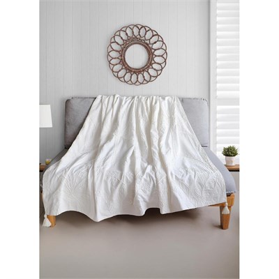 The Mia Throw Koltuk Şalı Püsküllü Krem 170x130