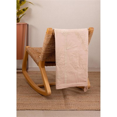 The Mia Throw Koltuk Şalı Püsküllü Pudra 170x130