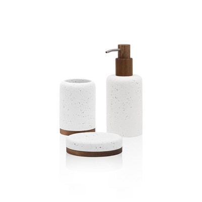 The Mia Travertine Banyo Seti Beyaz 3 Parça