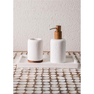 The Mia Travertine Banyo Tepsisi Beyaz 28x16x3 Cm