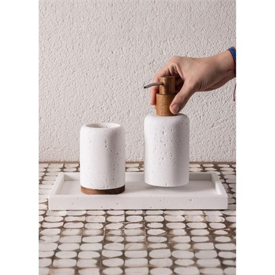 The Mia Travertine Banyo Tepsisi Beyaz 28x16x3 Cm