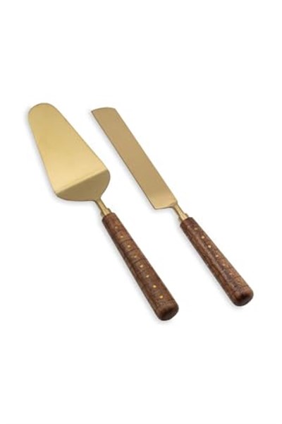 The Mia Wood Pasta Servis Takımı 2 Parça Altın, CKB0271