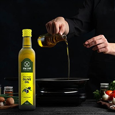The Mill Natürel Sızma Zeytinyağı 500 ml Cam Şişe - Soğuk Sıkım - %100 Doğal - Uluslararası Lezzet Enstitüsü 2021/2022/2023 Yılı Üstün 3 Yıldız Lezzet Ödülü - Salata ve Yemeklere Uygun - Asitlik ≤%0,8