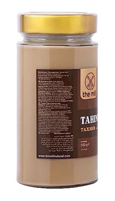 The Mill Tahin 500 g Cam Kavanoz - Helal - Veganlara Uygun - İnce Öğütülmüş Susam - Doğal Olarak İşlenmiş - Atıştırmalık ve Kahvaltı İçin İdeal - Pekmezle Karıştırılabilir - Demir ve Vitamin Kaynağı