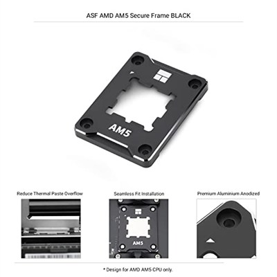 Thermalright ASF-Siyah AM5 CPU Tutucu, Düzeltici Bükülme Önleyici Sabitleme Çerçevesi, AM5 Tam Fit Sabit İşaretsiz Montaj, AM5 Bükülme Önleyici Kontak Çerçevesi, CPU Soğutucu Standardı