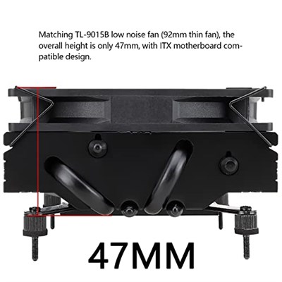 Thermalright AXP90 X47 Siyah Düşük Profilli CPU Soğutucu, 92 mm TL-9015B İnce PWM Fanlı, ITX CPU Soğutucu, AGHP Teknolojisi, 47 mm Yükseklik, AMD AM4 AM5/Intel 1150/1151/1155/1156/1200/1700 (AXP90 X47
