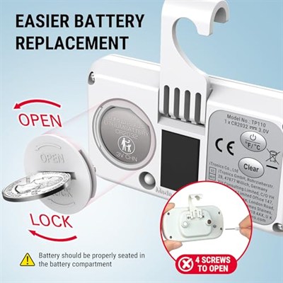 ThermoPro Geniş Arkadan Aydınlatmalı LCD Ekranlı Buzdolabı Termometre, Su Geçirmez Dondurucu Buzdolabı Termometre, Maksimum/Dakika Kayıtlı, Kolay Değiştirme, Manyetik ve Stand Seçeneği, Oda