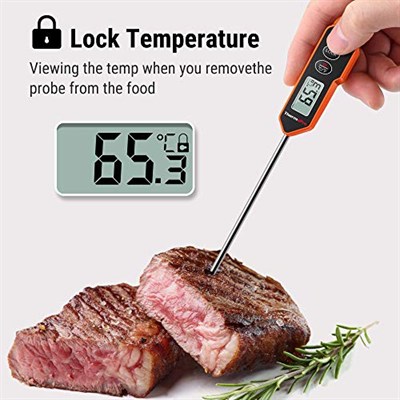 ThermoPro TP01H Et Termometresi Gıda Sıcaklık Probu Mutfak Pişirme Yağ Şeker Termometresi Süt Reçeli Sıcak İçecek Barbekü için Arka Işık ve Kilitleme Fonksiyonlu Anında Okuma