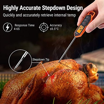 ThermoPro TP01H Et Termometresi Gıda Sıcaklık Probu Mutfak Pişirme Yağ Şeker Termometresi Süt Reçeli Sıcak İçecek Barbekü için Arka Işık ve Kilitleme Fonksiyonlu Anında Okuma