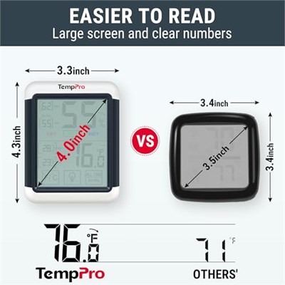 ThermoPro TP55 Dijital İç Mekan Higrometre Termometresi, Dokunmatik Ekranlı ve Arkadan Aydınlatmalı, İç Mekan Termometresi/Nem Ölçer, Ev Serası için İç Mekan Termometresi/Nem Ölçer
