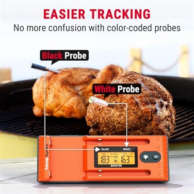ThermoPro TP962 Twin TempSpike Tam Kablosuz Çift Problu Akıllı Et Termometresi, 150m Menzilli Bluetooth Barbekü ve Fırın Isı Ölçer