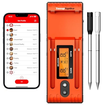 ThermoPro TP962 Twin TempSpike Tam Kablosuz Çift Problu Akıllı Et Termometresi, 150m Menzilli Bluetooth Barbekü ve Fırın Isı Ölçer