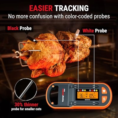 ThermoPro TP972 Twin TempSpike Plus Mobil Uygulama ve Ekran Kontrollü, 182m Menzilli Çift Problu Tam Kablosuz Profesyonel Et Termometresi