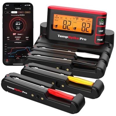 ThermoPro TP980 TempSpike Pro Wi-Fi ve Mobil Uygulama Destekli, Sınırsız Menzilli 4 Problu Dokunmatik Akıllı Barbekü İstasyonu