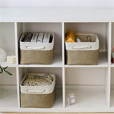 TheWarmHome Düzenleme için Saklama Sepeti - 35,5 x 25,4 x 17,78 cm Orta 3lü Paket Kolları Raflar için Katlanabilir Saklama - Seçenekler: 3PCS/Medium -13.8Lx9.8Wx6.7H, 3PCS/Large - 15.7Lx11.8Wx8.3H...
