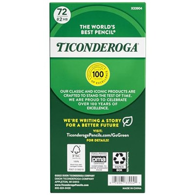 Ticonderoga Ahşap Kasalı Kalemler, Bilenmemiş, 2 HB Yumuşak, Sarı, 72 Adet