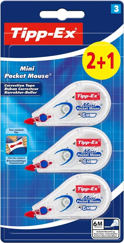 Tipp-Ex Mini Pocket Mouse Şerit Silici, 2+1 Blister