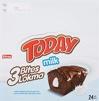 Today 3 Bites Sütlü Kek 40 Gr. 24 Adet (1 Kutu)