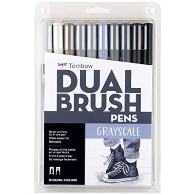 Tombow AB-T Dual Brush Pen G.Kalem Seti Grayscale (Gri Tonlar) 10 renk
